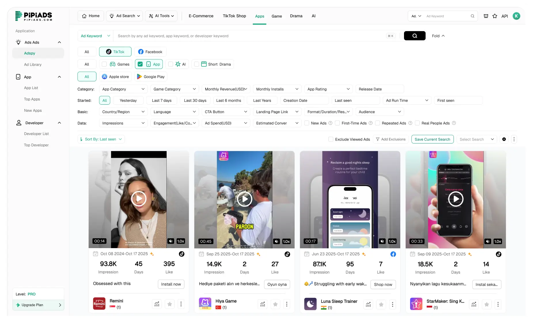Реклама приложений TikTok
